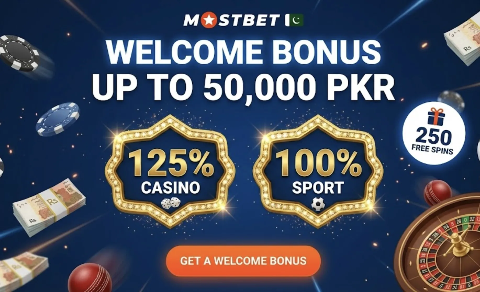 Mostbet Bonus Pakistan - Welcome package up to 50,000 PKR
