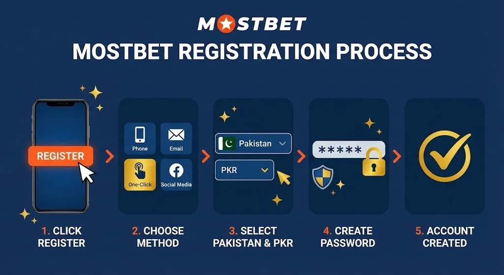 Mostbet Register Steps - Five easy steps to create account